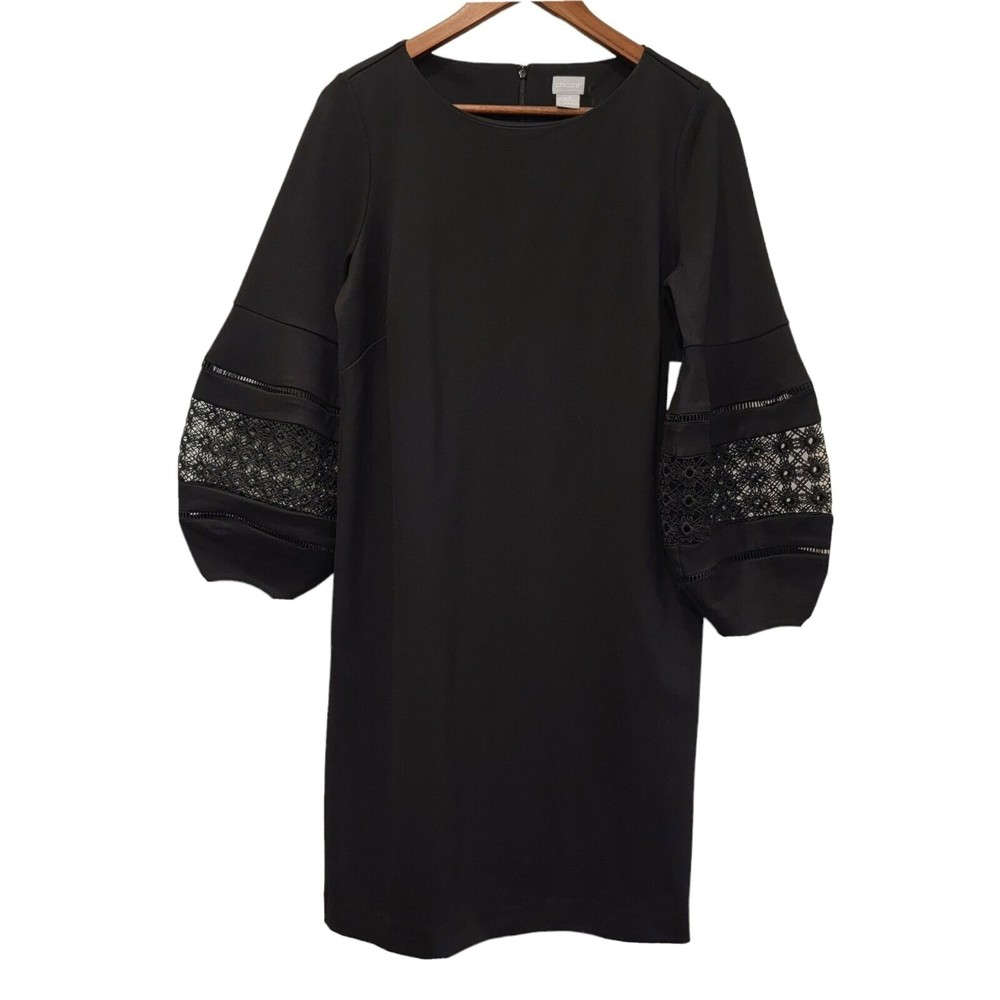 Chico's Women's Size 0.5 Eyelet Balloon Sleeve Ponte Dress New w/ Tags